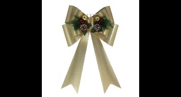 Grote decoratie strik - 41 x 66 cm - goud - met LED verlichting - kunststof