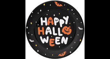 Halloween thema feest bord - 6x - pompoen print - papier - D23 cm