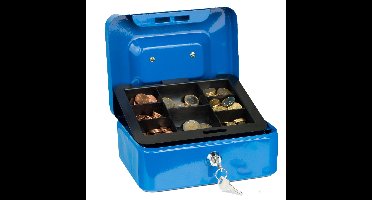 HI Geldkist met sleutel - blauw - 20 x 16 x 9 cm - Geldlades