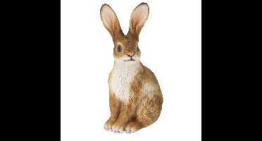 Home & Styling Decoratie paashaas / konijn - bruin/wit - polystone - 19 cm - zittend