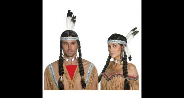 Indianenpruik - volwassenen - vlechten - indiaan pruik - Carnaval