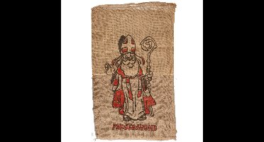 Jute cadeau zak - 3x - voor Sinterklaas - met print en tekst - 60 x 102 cm - Pakjesavond