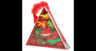 Katten/poezen speelgoed - 11x st speeltjes in kerstboom giftbox - kerstcadeau