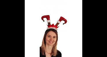 Kerst haarband/diadeem elfen beentjes rood