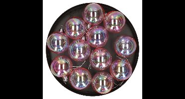Kerstballen - 12x st - transparant parelmoer- 6 cm - kunststof