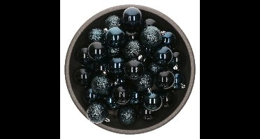 Kerstballen - 25x stuks - donkerblauw - 6 cm - kunststof - onbreekbaar