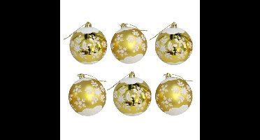 Kerstballen - gedecoreerd - 6x st - goud - D6 cm - kunststof - kerstversiering