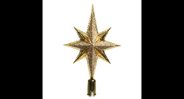 Kerstboom piek - ster vorm - goud - kunststof - 25,5 cm - kerstpiek