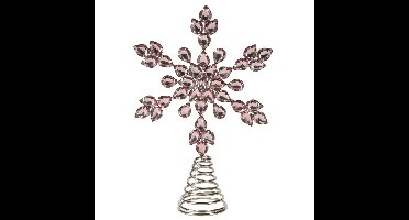 Kerstboom piek - ster vorm - lichtroze met steentjes - H26 cm