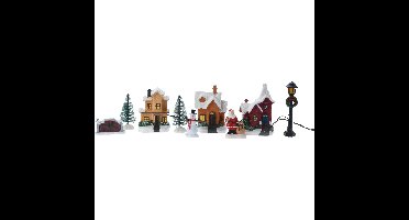 Kerstdorp landschap - accessoires - met led verlichting - 10-delig - christmas village
