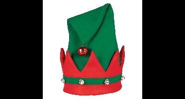 Kerstelfen verkleed hoed - muts - voor volwassenen - groen/rood - Kerst