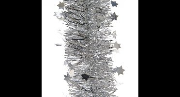 Kerstslinger - sterren - zilver - 270 x 10 cm - lametta/folie - kerstboomslinger