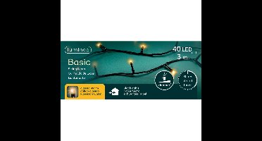 Kerstverlichting - 40 leds - klassiek warm wit -300 cm - zwart snoer -timer en dimmer