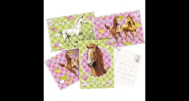 Kinderfeestje uitnodigingen - Paarden themafeest - 12x kaarten - kinder partijtje