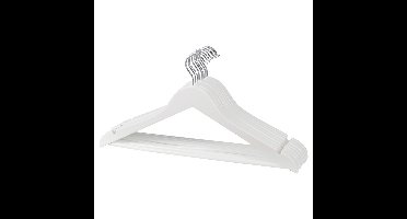 Kledinghanger - 5x - hout - wit - 45 cm - kledinghanger set