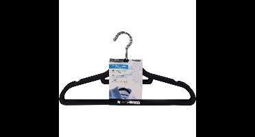 Kledinghangers anti-slip - 5x - kunststof - met broekstang - zwart