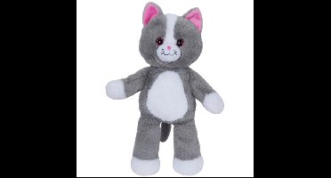 Knuffel kat/poes - grijs/wit - 42 cm - Pluche speelgoed knuffeldier