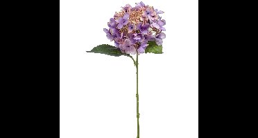 Kunstbloem Hortensia tak - 50 cm - paars - kunst zijdebloem - Hydrangea - decoratie bloem