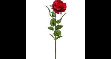 Kunstbloem roos Marleen - rood - 63 cm - decoratie bloemen