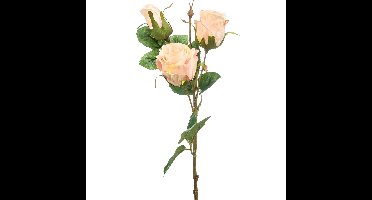 Kunstbloem Roos tak - 44 cm - licht roze - Kunst zijdebloemen