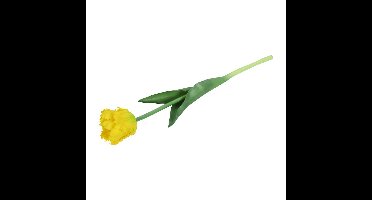 Kunstbloem tulp Parkiet - geel - real touch - levensecht - 40 cm - decoratie bloemen