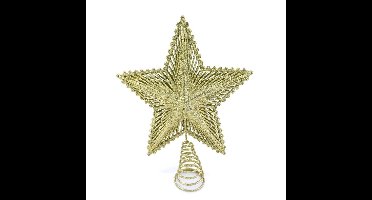 Kunststof kerstboom ster piek goud 24 cm - Kerstpieken