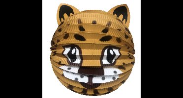 Lampion panter - 20 cm - licht bruin - papier