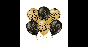 Leeftijd verjaardag feest ballonnen 50 jaar - zwart/goud - 6x stuks - 30 cm - Feestartikelen