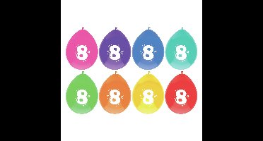 Leeftijd verjaardag thema ballonnen 8 jaar 8x stuks 29 cm