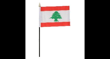 Libanon - mini vlaggetje van 10 x 15 cm op stokje - Landen vlag - H27 cm