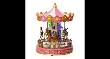 Lumineo kerstdorp draaimolen - draaiend - met verlichting - 23,5 cm - kermis kerstdorp