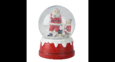 Lumineo sneeuwbol/snowglobe - rood - met kerstman - 13,5 cm - beeldje