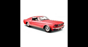 Modelauto/speelgoedauto Ford Mustang GT 1967 - rood - 19 cm - schaal 1:24