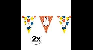 Nijntje vlaggenlijn - 2x - 10 meter - plastic - feest - verjaardag versiering - slingers