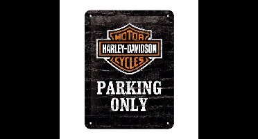 Nostalgic Art wandbord/muurplaatje - metaal - Harley Davidson Parking Only - 15 x 20 cm - Mancave