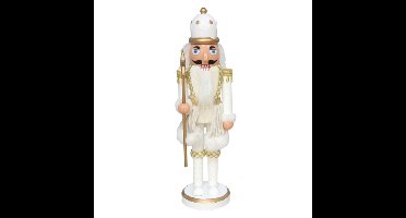Notenkraker decoratie figuur/beeldje - 28 cm - wit/goud - kunststof - kerst