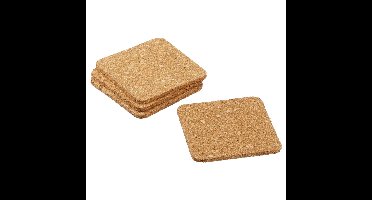 Onderzetters voor glazen - 4x - vierkant - kurk - 9 x 9 cm