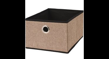 Opbergmand/kastmand - bruin - karton/kunststof - 15 liter - 32 x 25 x 18 cm