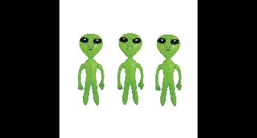 Opblaasbare groene alien figuur - 3x stuks - 64 cm - uit space/de ruimte - buitenaards leven pop