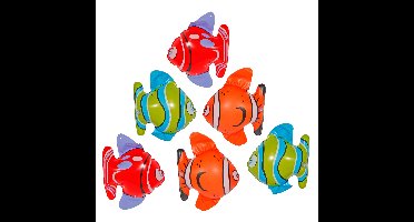 Opblaasbare tropische vissen - 9x st - 14 x 22 cm - opblaas dieren - decoratie - versiering