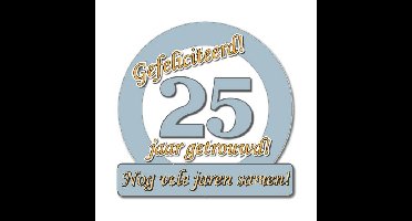 Paperdreams Huldebord 25 jaar getrouwd - zilveren huwelijk - 50 x 50 cm - karton - versiering