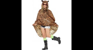 Party regenponcho - tijger - met capuchon - volwassenen - tijgerprint poncho