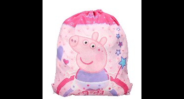 Peppa Pig gymtas/rugzak/rugtas voor kinderen - roze/paars - polyester - 44 x 37 cm