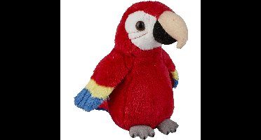 Pluche knuffel papegaai - rood - macaw - vogel - 15 cm