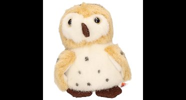 Pluche knuffel Uil - vogel - bruin/wit - 13 cm - bosdieren knuffels