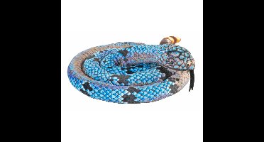 Pluche ratelslang knuffel - 152 cm - slangen - reptielen - blauw - speelgoed - knuffeldier