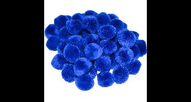 Pompons - 65x - donker blauw - 10 mm - hobby/knutsel materialen