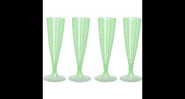 Prosecco/champagneglazen - 4x - groen - kunststof - 130 ml - herbruikbaar