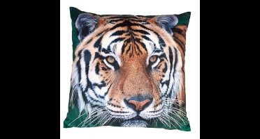 Ravensden Sierkussen - tijger print - 40 x 40 cm - met rits - polyester - jungle thema