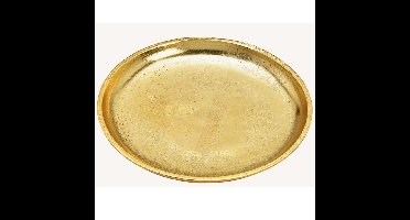 Rond kaarsenbord/kaarsenplateau goud van metaal 20 x 2 cm
